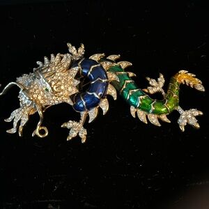 Vintage Designer Unsigned BUTLER & WILSON Imperial Dragon Brooch